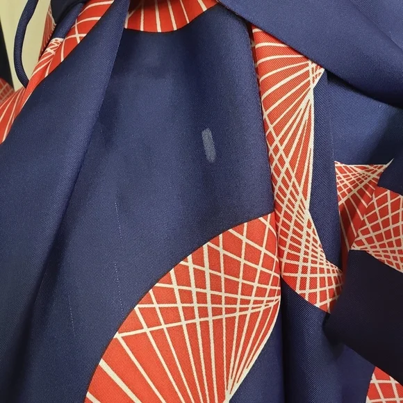 Vintage B. Cohen for Saks Fifth Avenue kimono robe blue red geometric pattern - Picture 6 of 13